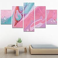 SIGNWIN 5 Panel Canvas Wall Art Modern Art 3D Abstract Abstract Brushstroke Contemporary Digital Art Fun Multicolor for Home Decorations Ready to Hang - 60