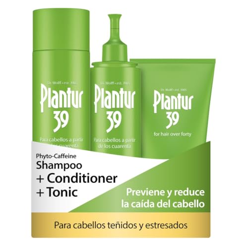 Plantur 39 Caffeine Shampoo Conditioner and Tonic | 250ml, 150ml, 200ml | Previene y Reduce la Caída del Cabello | Cabello Coloreado y Estresado | Fórmula Única que Favorece el Crecimiento del Cabello