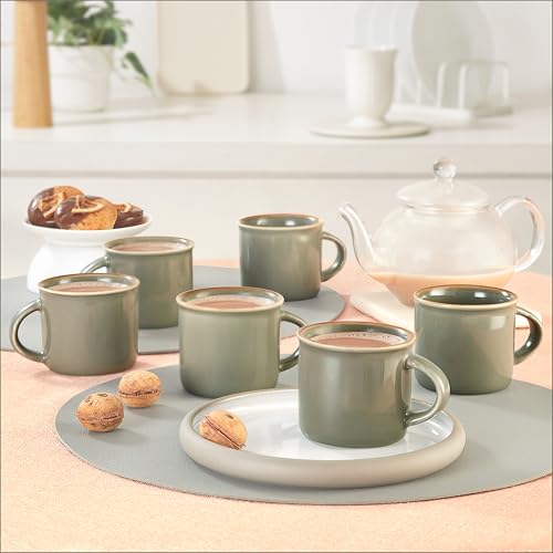 Image of CELLO Estella Nexus Color Silver Mist Plain Mug Set of 6, 90ml, Grey | Scratch Resistant | Porcelain Tea, Coffee Mug Set | Ideal for Daily Use & Gifting | Dishwasher Safe | Small Mug |