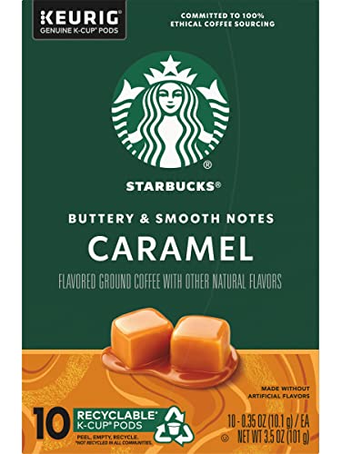 Image of Starbucks Flavored Coffee K-Cup Pods, Caramel Flavored Coffee, Made without Artificial Flavors, Keurig Genuine K-Cup Pods, 10 CT K-Cups /Box (Pack of 1 Box)