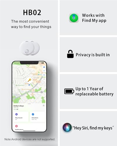 Image of Reyke Air Tracker Tag for iOS, Pair with Apple Find My App, Tracking Device for Luggage, Keys, Backpack, Wallet, IP67 Waterproof, Replaceable Battery, 2 Pack White