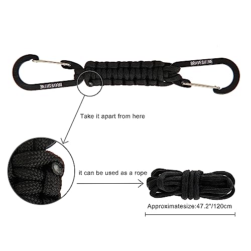 Image of BRAVESHINE Paracord Keychain Carabiner Clip, D Ring Lanyard Hanger Stroller Hook for Water Bottle, Key, Backpacks, Men, Women
