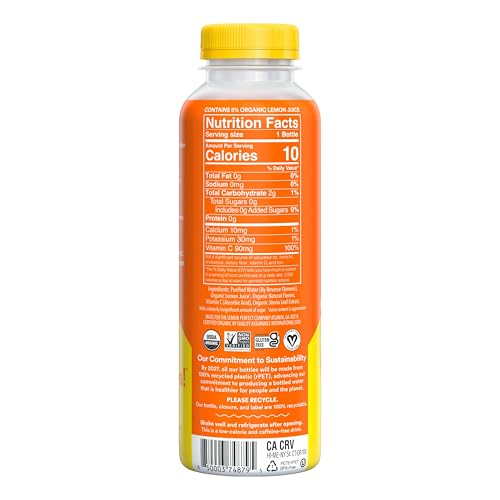 Lemon Perfect Peach, Hydrating Flavored Lemon Water, Zero Sugar, Healthy Hydration Drinks, Organic, 15.2oz Bottles (12-Pack)