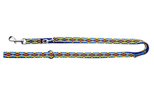 Dingo Winnetou Adjustable Dog Leash Handmade in Indian Style Howgh! Blue 13568, 1 x 220 cm