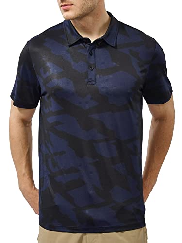 Marami Mens Golf Polo Shirts - Performance Dry Fit Short Sleeve Printed Polo T Shirts Upf Moisture Wicking Tactical Casual Collared Shirts Black Xl #TOP5