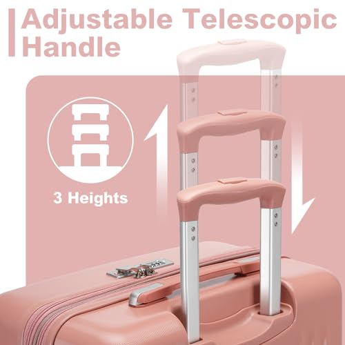Image of Kono 3 Piece Expandable Luggage Set with Spinner Wheels Hardshell, Nude