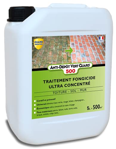 GUARD INDUSTRIE - Anti Dépôt Vert Guard 500 - Fongicide Invisible, Ultra Concentré, Anti Champignon, Lichen, Algue - Tous Matériaux - Fabrication...