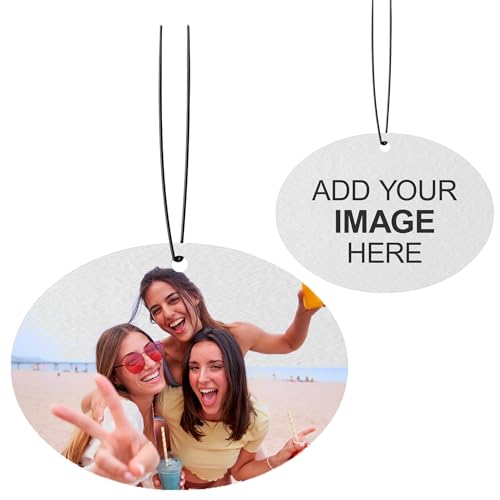 Image of Instafreshener Custom Hanging Air Freshener | Oval Horizontal | Custom Air Fresheners with Picture or Text for Car, Closet, Bathroom, Locker & Office Decor