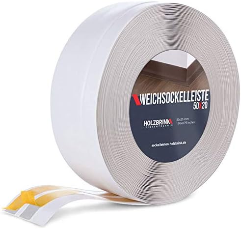 HOLZBRINK Skirting Board Soft Self Adhesive Gray 50x20 mm 25 m PVC Flexible Baseboard Self- Stick Transition Profile Wall Caulk Strip