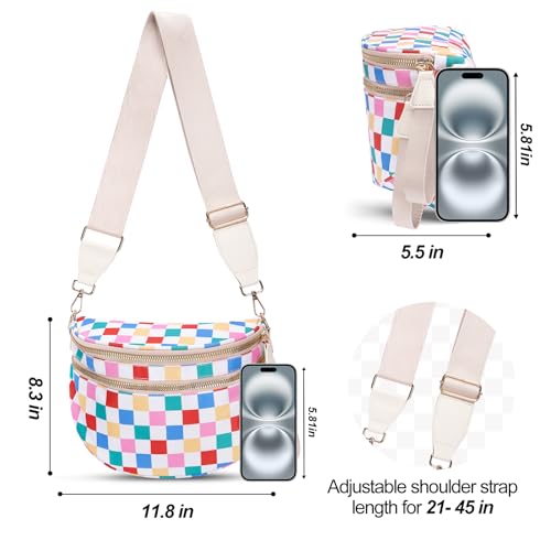 Image of Checkered Crossbody Bag, Bum Bags for Women Crossbody,Spacious Sling Bag Purse Fanny Packs with Shoulder Strap