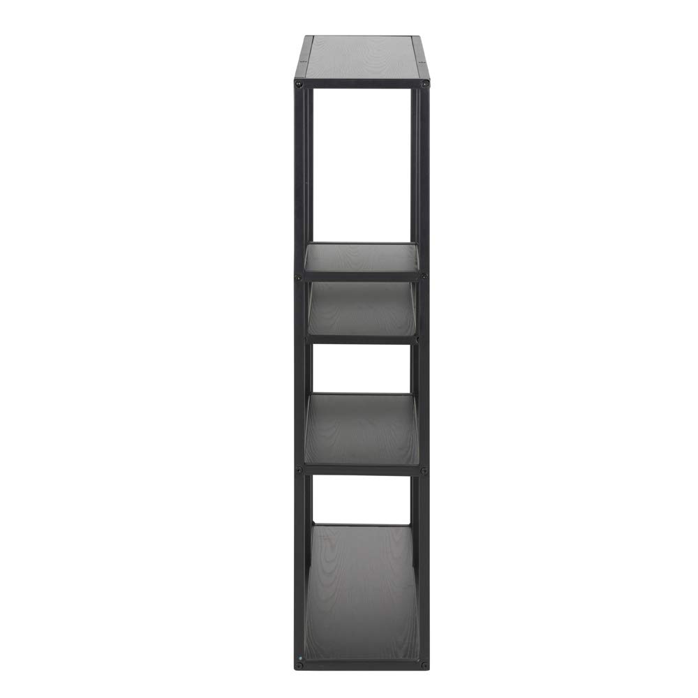 Selsey Mensola Krapina Per Soggiorno: Scaffale Asimmetrico In MDF E Metallo, Larghezza 75 Cm, Stile Industriale, Colore Grigio/Nero Opaco - 2