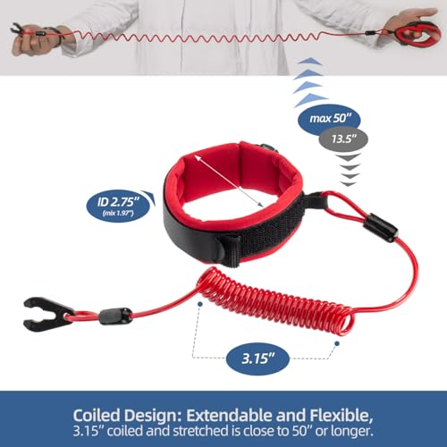Image of Floating Wrist Lanyard Compatible with Yamaha WaveRunner Mwv-Lancd-00-Rd, Boat Kill Switch Keys Lanyard Fits for Yamaha VX110, WaveRunner FX SVHO 2019, Waverunner GP1800, XLT 800 Jet Ski Wrist Strap
