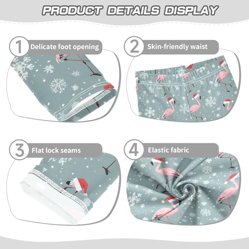 Girls Printed Leggings Yoga Pants Flamingos Santa Hats Pattern for Kids in 4t to 10 Years, 4T3