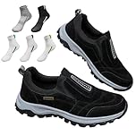 Orthopaedic Shoes Men's Slip On Walking Shoes with Arch Support, Lightweight Outdoor Shoes, Hiking Work Trainers Shoes (Black,9)