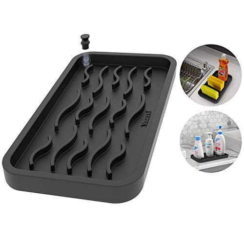 Yoassi Kitchen Sponge Holder Tray Multipurpose Sink Organizer Food Safe Silicone Sink Caddy