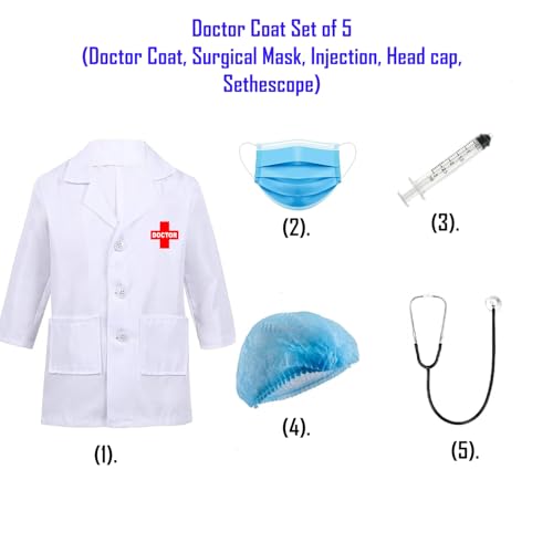 Image of doctor coat for kids | nurse costumes for girls fancy dress competition for age group 3 to 12 yrs