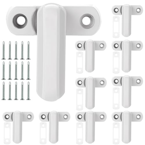 AKOLAFE 10 unidades de cierres para ventanas, protección antirrobo, color blanco, con tornillos, aleación de aluminio, protección antirrobo, para PVC, puertas, ventanas, casa