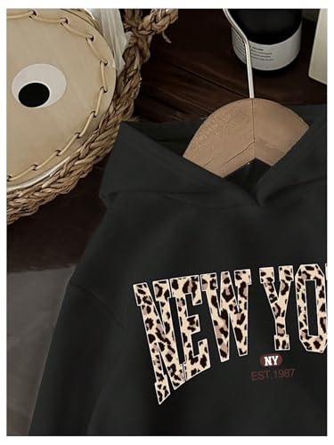 Floerns Girl's Y2k Cheetah Print Hoodie Pullovers Long Sleeve Drop Shoulder Sweatshirt3