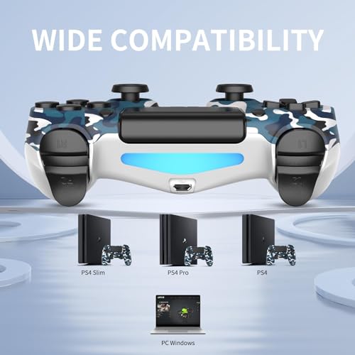 YsoKK 2 Pack Wireless Controller for Ps4/Slim/Pro with 1000mah Battery/Dual Vibration/Audio Jack/6-axis Motion Sensor(Camouflage Green and Camouflage Blue) - Thumbnail 3