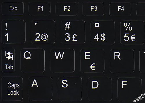 Pegatinas para teclado danés para netbook fondo negro miniatura 3