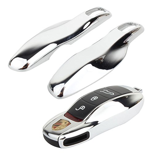 TOMALL replacement Key Cover Silver Plating Chrome for Cayenne Panamera Macan 911 Carrera Key Shell Case