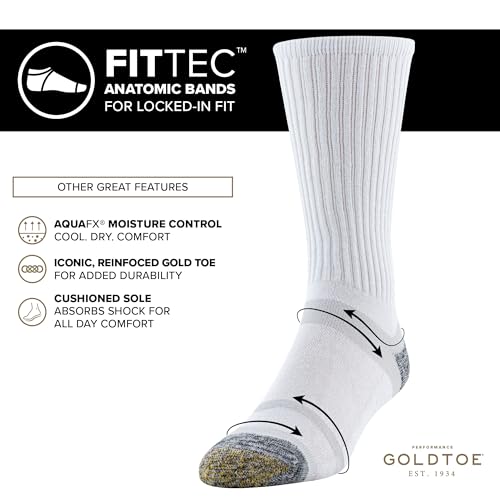 GOLDTOE Men's FIT TEC Cushion Crew Socks, 6-Pairs2