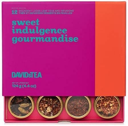 DAVIDsTEA Sweet Indulgence Tea Sampler, Dessert Loose Leaf Tea Giftset, Assortment of 12 Decadent Teas, 124 Grams / 4.4 Ounces