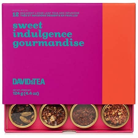 DAVIDsTEA Sweet Indulgence Tea Sampler, Dessert Loose Leaf Tea Giftset, Assortment of 12 Decadent Teas, 124 Grams / 4.4 Ounces DAVIDsTEA Sweet Indulgence Tea Sampler, Dessert Loose Leaf Tea Giftset, Assortment of 12 Decadent Teas, 124 Grams / 4.4 Ounces