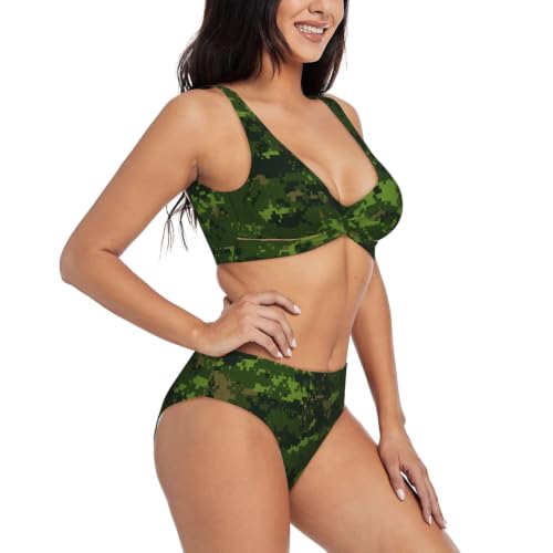 Bikini de camuflaje digital con giro frontal que realza el busto sin oprimir 2