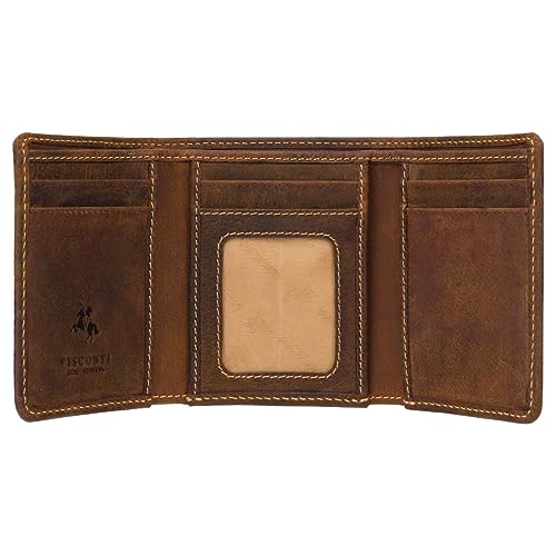 VISCONTI Hunter Collection Apache Leather Tri-Fold Wallet in Oiled Leather RFID Blocking 700 (Oil Tan)