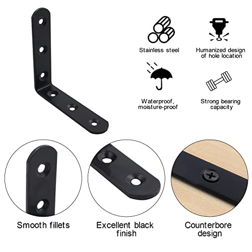 Support d'angle en L Eagles 80mm en métal robuste pour renforcer les meubles avec vis - 4