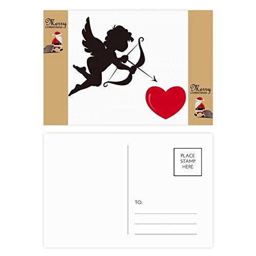Cartes postales Cupidon Angel motif cœur rouge Père Noël pour vœux de fin d'année et fêtes