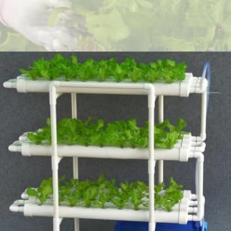 SHZICMY Kit de cultivo hidropónico PVC-U, sistemas de cultivo hidropónico, 108 agujeros, tubo hidropónico, caja de riego, kit de riego para verduras, ensaladas, flores (3 capas, 108 lugares)