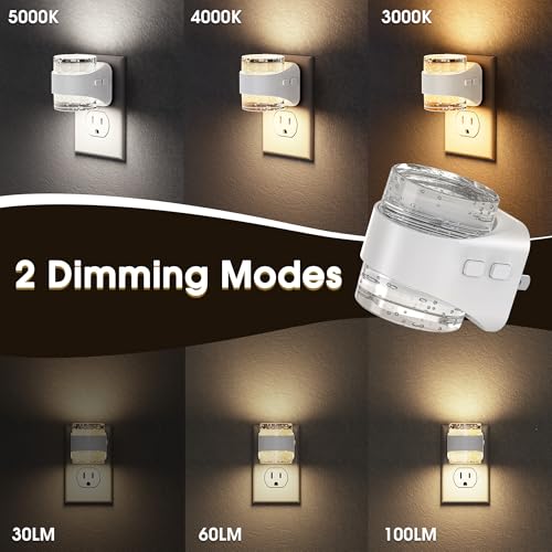 Image of Briignite Night Light Plug into Wall, Dimmable Night Light with Bubble Design 3000K /4000K /5000K & 3 Brightness Levels for Baby Nursery Hallway Bathroom Kids Room, 3CCT, White Cover