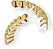 canjoyn 18K Gold Plated Hip Hop Rugged 8 Teeth TOP and Bottom Grillz for Your Teeth Set for Men and Women