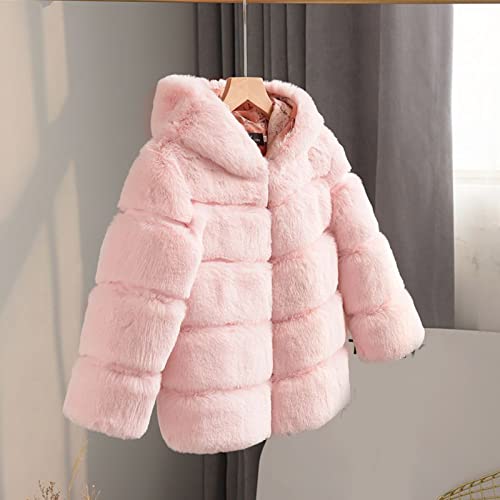Girls Faux Fur Jacket Kids Winter Dress Coat Hooded Jacket Trendy Plush Sherpa Teddy Coat Toddler Fuzzy Fleece Jacket2