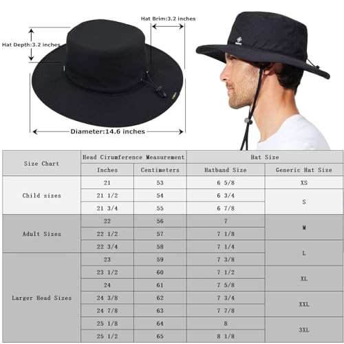 Image of Fishing Hat for Mens Sun Hat Wide Brim Bucket Hat SPF UV Protection XL XXL Large Size Big Head Hiking Beach Safari