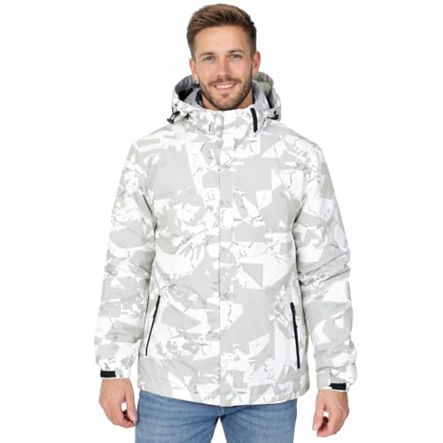 Image of Blu Apparel Mens Padded Waterproof Coat Quilted Rain Jacket for Men Warm Midweight Coat for Men (White, M)