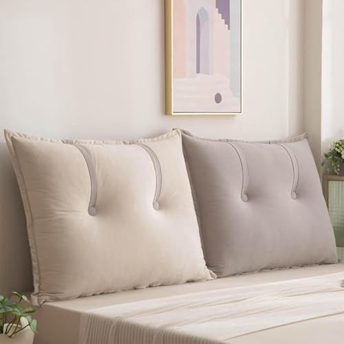 Hoowarm Cojín Grande para Respaldo de Lectura, 75/60/90/100cm Cabecera Cojín，Almohada de Apoyo Lumbar, Cómodo Almohada de Lectura de Sofá, Desmontable Cojines de Pared(B,75x60x15cm1pc)