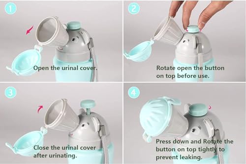 Image of ONEDONE Portable Urinal for Kids 17 OZ Pee Bottle with Clean Brush Travel Urinal for Kids Baby Child Pee Cup for Boys Emergency Toilet for Camping Car Travel and Kid Potty Training(Blue)