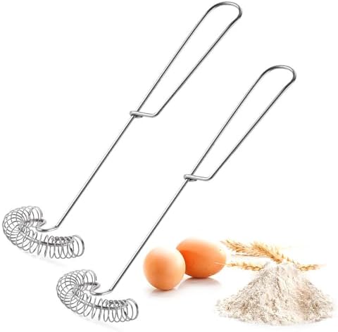 2 Fouets à Main En Acier Inoxydable – Avec Billes Aux Extrémités – Pour Mélanger, Fouetter, Battre – 24 Et 30 Cm