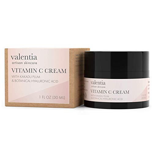Valentia Vitamin C Cream 1 Ounce Made in USA | Vitamin C Brightening Cream for Face & Body | Night Cream for women Anti Aging Reduce Age spots, Dark spots on Face, Hands, Body
