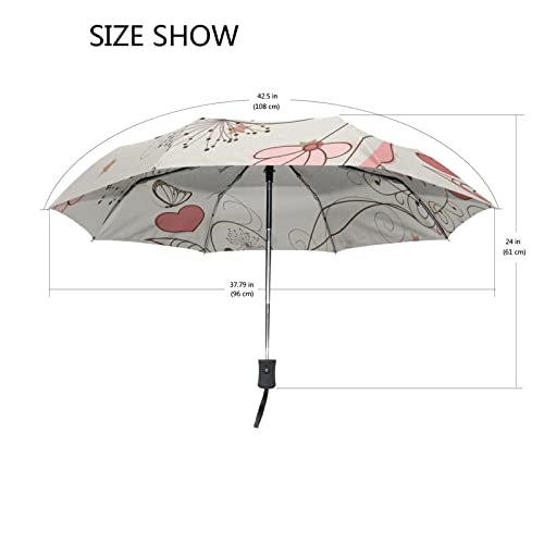 Parapluie automatique pliable résistant motif papillon fleur rose - 3