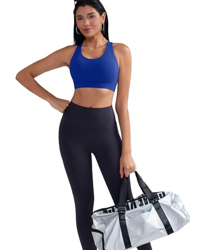 Image of RUNNING GIRL Sports Bras for Women,Padded Strappy Sports Bras Criss-Cross Back Medium Support Sports Bras with Removable Cups