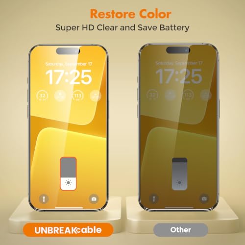 Image of UNBREAKcable Privacy Screen Protector for iPhone 15 Pro, Anti-Spy Shatterproof Tempered Glass [True 28Anti Spy] [9H Hardness] [Easy Installation Frame] Black Protector for Apple iPhone 6.1 inch - 2 Pack