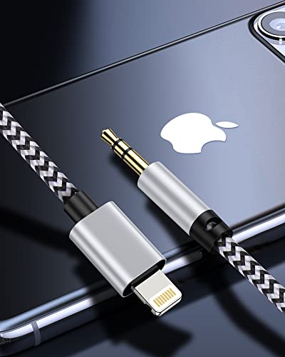 Image of iPhone Aux Cord, [2pack /3ft] Lightning to 3.5mm Audio Auxiliary Cable for iPhone 14 13 12 11 Pro Max Xs Xr 8 7 Plus, iPad Mini, Male to Male Braided Apple Ox Wire for Car Stereo, Speaker, Headphone | [2Pack /3FT] Male to Male Braided Auxiliary Cable for Apple 11 Pro /XR /XS /8 /7 Plus, iPad Mini, Car Stereo, Speaker, Home Audio