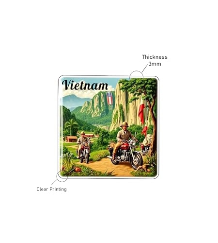 Image of Gift Me Bazar Country Fridge Magnet for Home Kitchen Refrigerator Door Stylish Decor Multicolored Souvenir Gift | Country Theme MDF Wooden Fridge | Souvenir Travel Magnets (Vietnam Fridge Magnet)