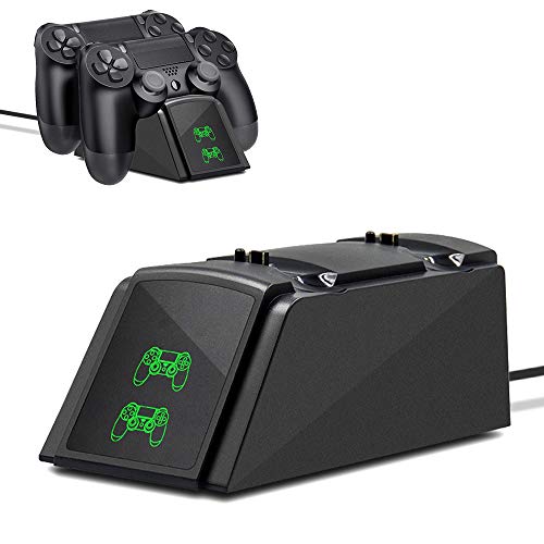 Cargador Mando PS4, Tihokile Estación de Rápida Carga para Controlador Playstation4 / Ps4Pro / Ps4 Slim, Muelle de Carga Dual con Indicador LED y Cable USB