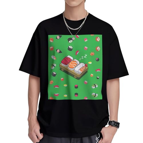 T-shirt homme col rond anti transpiration coton respirant motif sushis