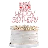 Pig Cake Topper，Happy Birthday logo Cake Decoration，Farm Animal Themed Cake Toppers，Baby Shower Cake Decorating, Birthday Party Cake Decorating Supplies for Boys & Girls